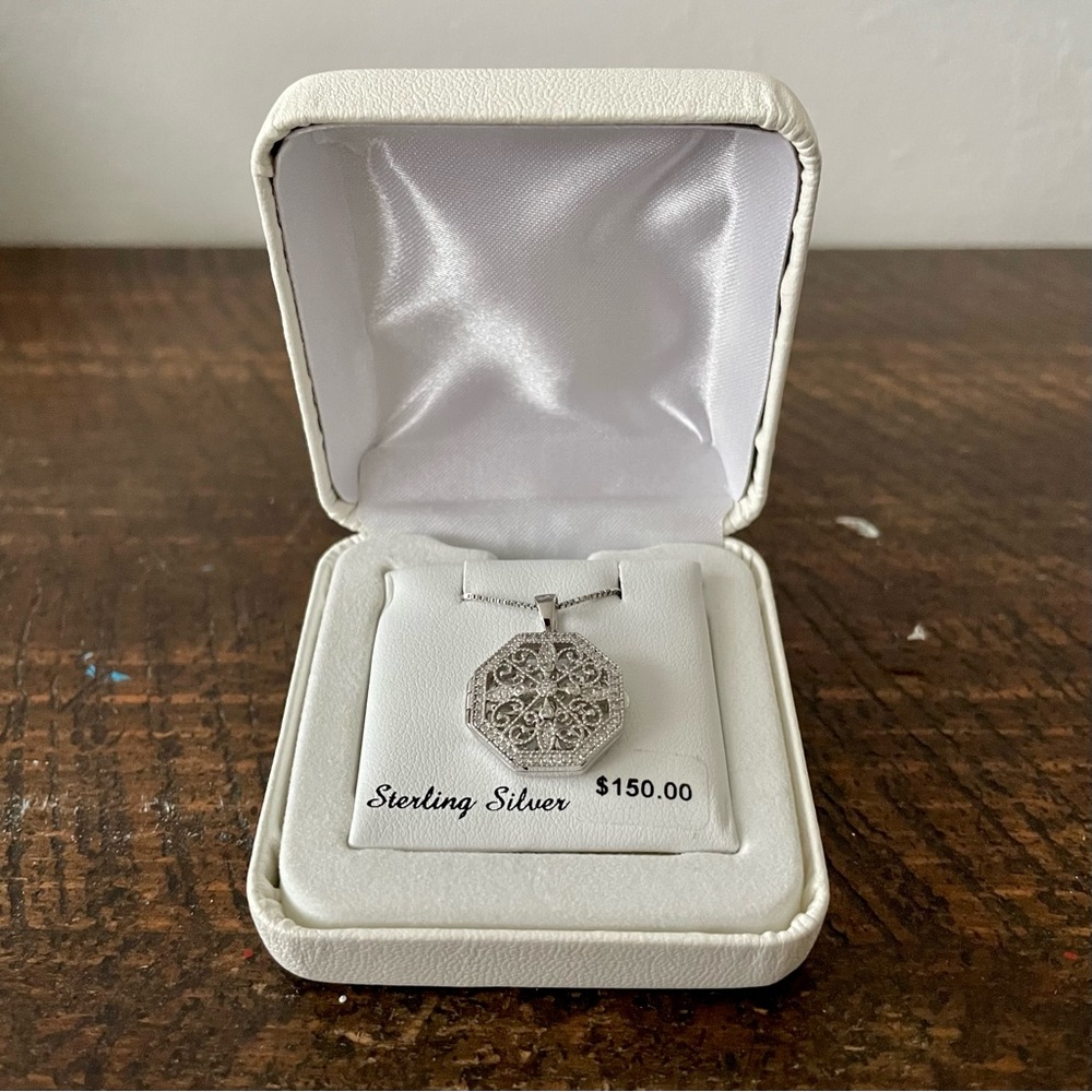 Sterling Silver Octagon Locket Necklace